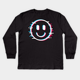 Glitch Face Happy Kids Long Sleeve T-Shirt